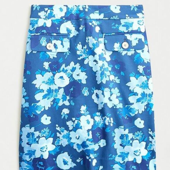 NWT - JCrew Front Pocket Skirt with Watercolor Begonias Print - Size 8 - Picture 3 of 8